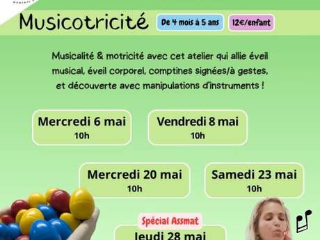 Atelier parents-enfants : Musicotricité (enfants 4 mois à 5 ans)
