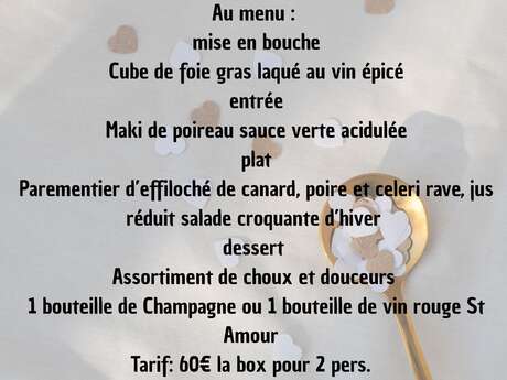 Réservez votre repas - box de Folie pour la Saint Valentin à La Tour d'Aigues