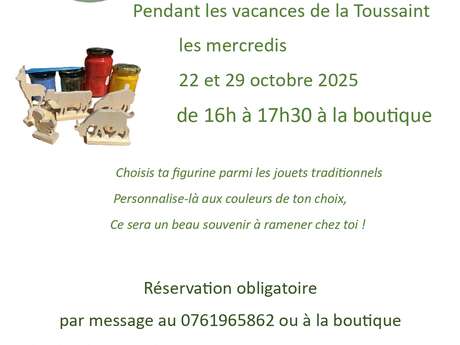 Atelier peinture sur des figurines en bois