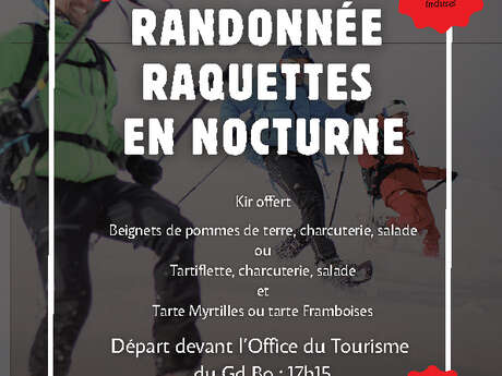 Schneeschuhwandern bei Nacht mit Abendessen in La Duche