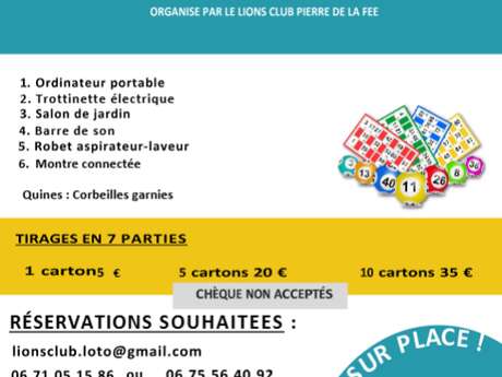 Loto du Lyons Club Pierre de la Fée