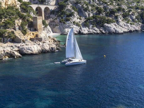 Catamaran sail ride in Marseille Bay from L'Estaque