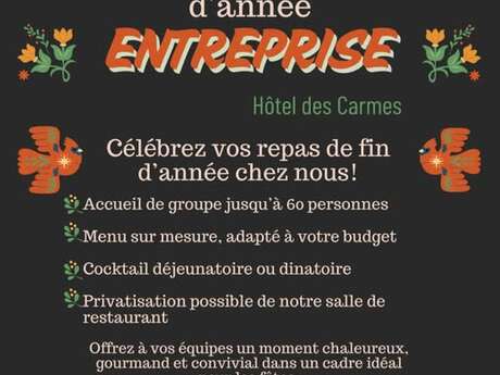 Menu entreprise pour Noël et la Saint Sylvestre : les Carmes
