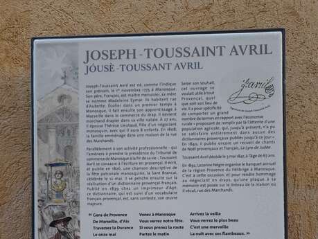 Plaque patrimoniale "Joseph Toussaint Avril"