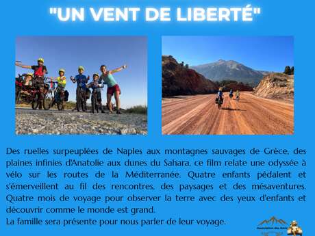 Projection du film «Un vent de liberté» : l’odyssée d’une famille en vélo autour de la méditerranée au Centre Culturel de la Gorge