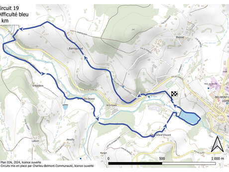 Itinéraire VTT : circuit 19 bleu, base Belmont-de-la-Loire