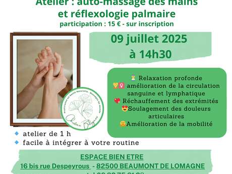 Atelier "Bien être". Auto-massage des mains et réflexologie palmaire