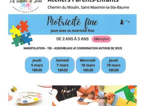 Atelier : Motricité fine (enfants 2 ans - 5 ans)