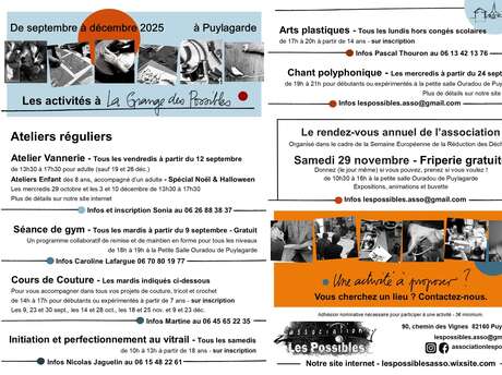 Les activités à la Grange des Possibles