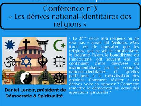 Conférence "Les dérives national-identitaires des religions" par Daniel Lenoir au Centre Culturel de la Gorge