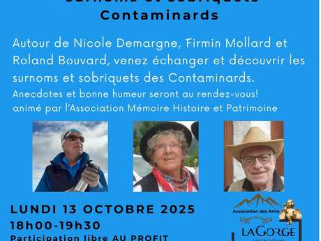 Soirée d'échanges autour des surnoms et sobriquets contaminards au Centre Culturel de la Gorge