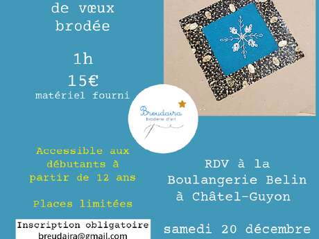 Atelier broderie pour préparer Noël - carte de vœu