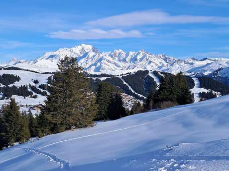 Randonnée raquette avec panorama sur le mont-Blanc
