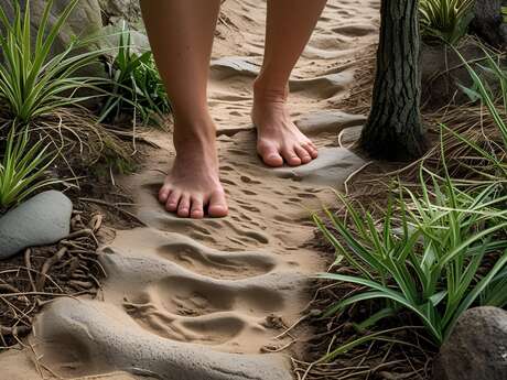 Parcours sensoriel pour petits pieds nus
