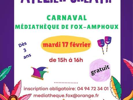 Ateleir créatif : Le Carnaval (à partir de 3 ans)