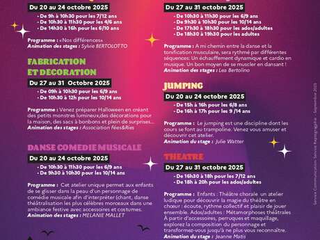 Stages vacances d'octobre  - Maison Jean Bouvet