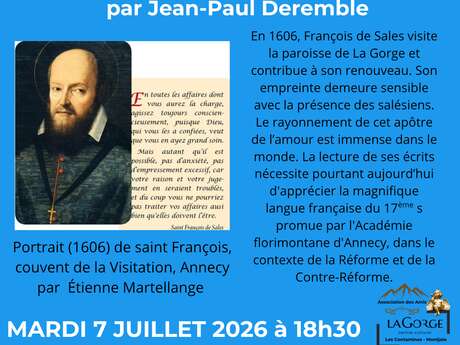 Conférence "Le rayonnement de Saint François de Sales par Jean-Paul Deremble" au Centre Culturel de la Gorge