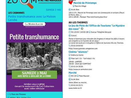 Programme des animations et des activités des Pyrénées Ariégeoises