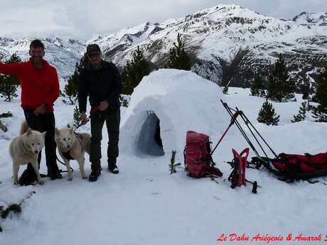 Sortie pulka enfants et raquette en famille avec le Dahu Ariégeois