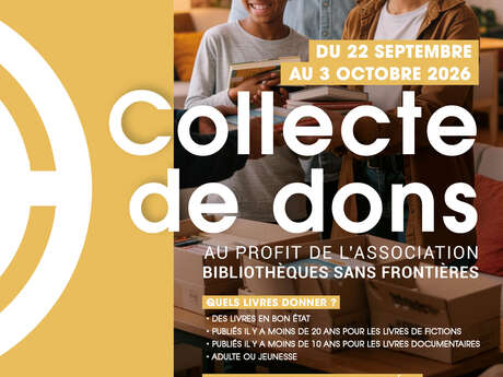 Collecte de dons Bibliothèque sans frontières