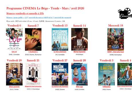 Filmvorführungen in Tende