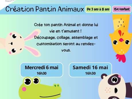 Atelier parents-enfants : Création pantin animal - (enfants 3 ans - 8 ans)