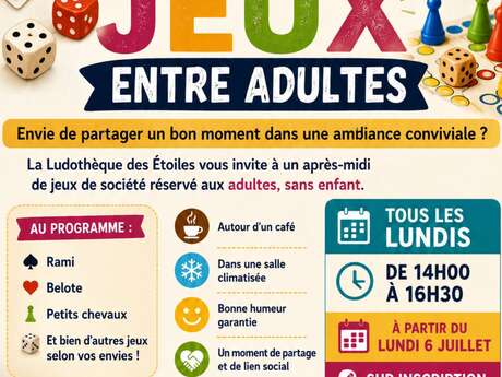 Café & jeux entre adultes à la Ludothèque des étoiles