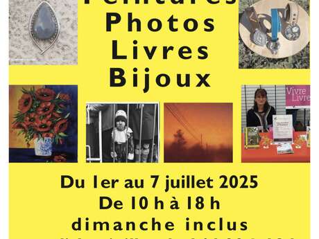 Exposition de bijoux, peintures, photos, maison d'éditions, maroquinerie, photographe/vidéaste