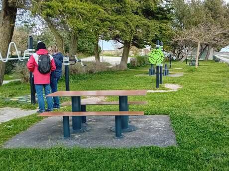 Zona de picnic en el puerto de Ars-en-Ré