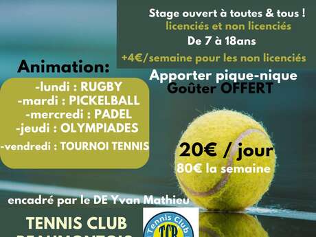 Stage de tennis : février 2025