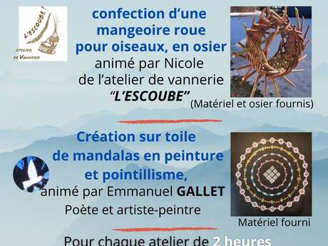 Ateliers : vannerie ou création sur toile de mandalas