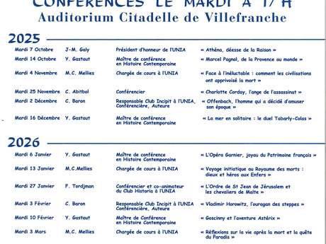 Conférences de l’UVIA