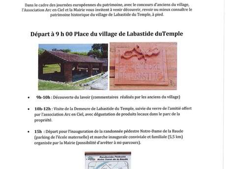 Journées Européennes du Patrimoine : visite du village et randonnée inaugurale Labastide du Temple