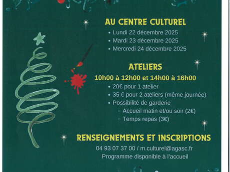 Centre culturel - animations vacances de Noël 2025