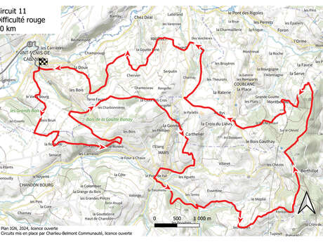 Itinéraire VTT : circuit 11 rouge, base Charlieu