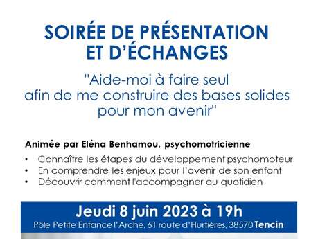 Soirée de présentation et d'échange "Aide moi à faire seul afin de me construire des bases solides pour mon avenir"