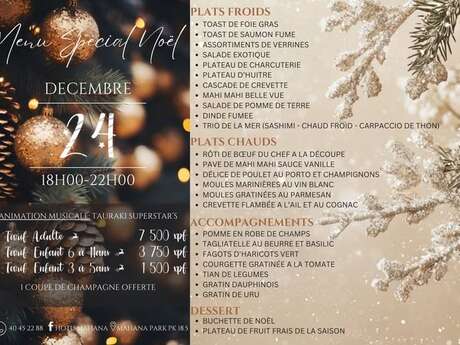 Special Christmas Menu - Restaurant Hotu Mahana