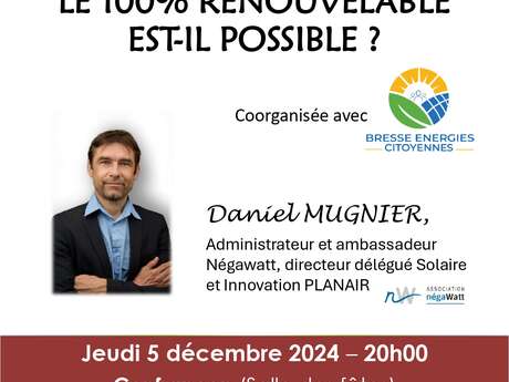 Conférence-débat : Le 100% renouvelable est-il possible ?