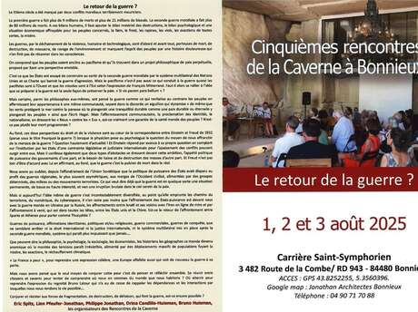 Cinquièmes rencontres de la Caverne à Bonnieux: "Le retour de la guerre?"