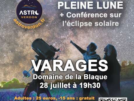 ANNULE - Soirée d'astronomie pleine lune et conférence sur l'eclipse solaire