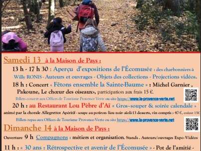 Expositions, conférence, repas -Anniversaire de l'Ecomusée de la Sainte-Baume
