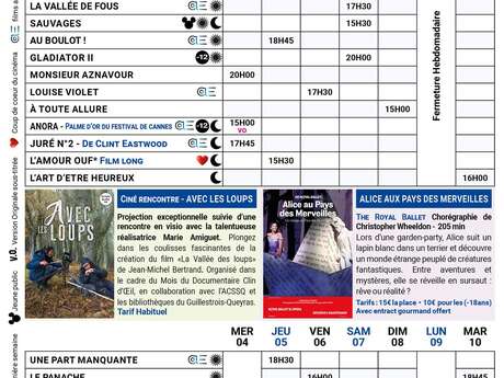 Programme du cinéma