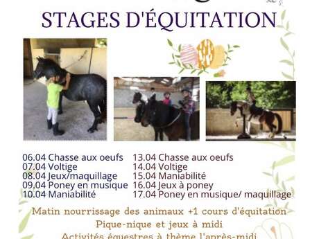 Stages équitation vacances de Pâques - centre équestre Terre et Ciel
