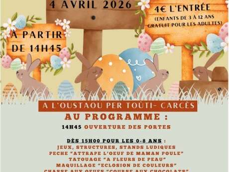 Après-midi festif autour de Pâques : chasse aux oeufs, ateliers ludiques, spectacle (public enfants)