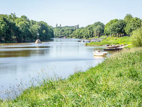 The Mayenne river and meadows in the low valleys of Angers