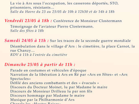Commémorations des 80 ans de la fin de la Seconde Guerre mondiale à Ars-en-Ré Commémorations des 80 ans de la fin de la Seconde Guerre mondiale à Ars-en-Ré
