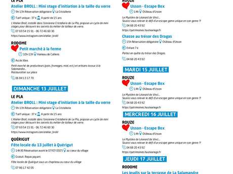 Programme des animations du Donezan