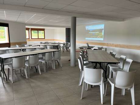 Indoor picnic room at the biathlon stadium of Les Plans d'Hotonnes