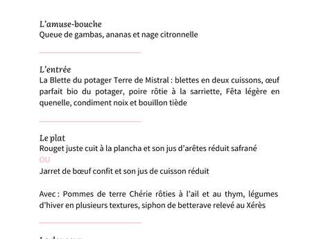 Repas de Saint-Valentin au Domaine Terre de Mistral