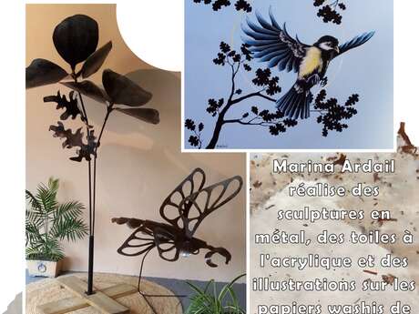 Exposition , peintures sculptures et papiers washis